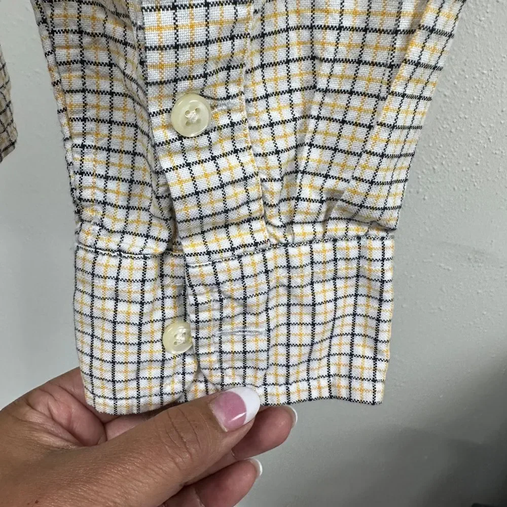 Ralph Lauren Light Brown Blue Checkered Button Down Long Sleeve Shirt Size Small